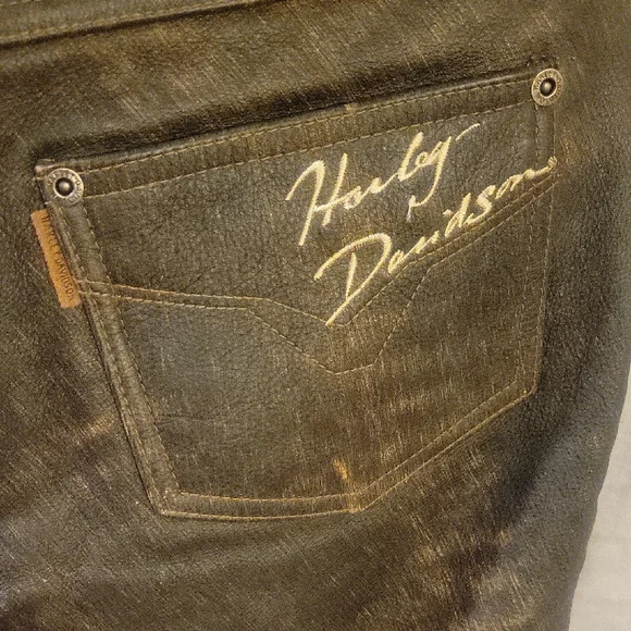 Harley-Davidson Leather Dark Brown Bootcut Pants - Picture 8 of 10